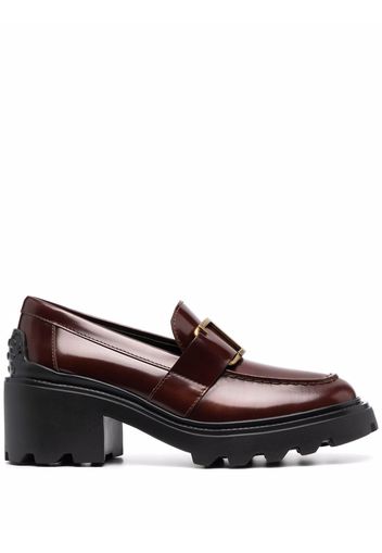 Tod's block-heel leather loafers - Brown