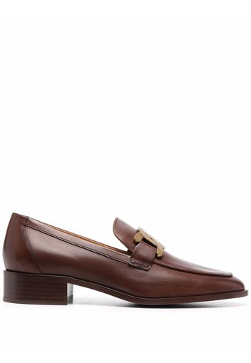 Tod's chain-detail leather loafers - Brown