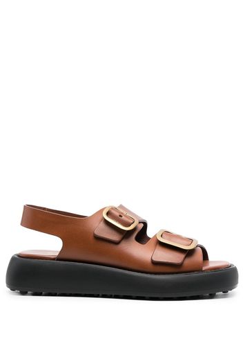 Tod's double-buckle leather sandals - Brown