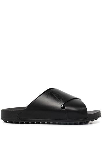 Tod's logo-debossed leather slides - Black