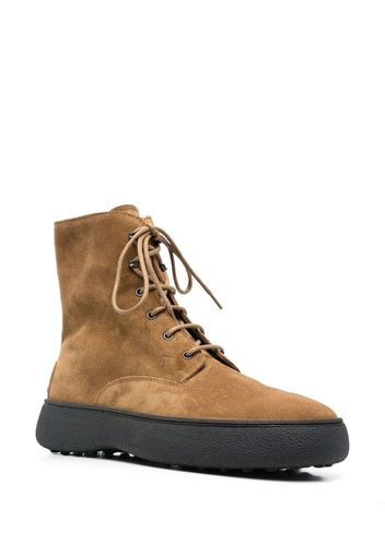 Tod's lace-up suede ankle boots - Brown