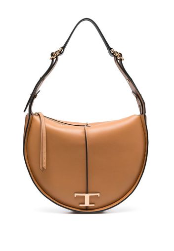 Tod's logo-plaque leather tote bag - Brown