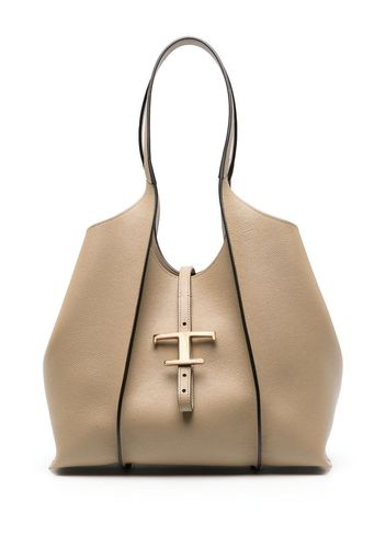 Tod's T-plaque leather tote bag - Neutrals