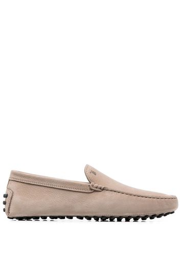 Tod's logo-plaque suede loafers - Neutrals