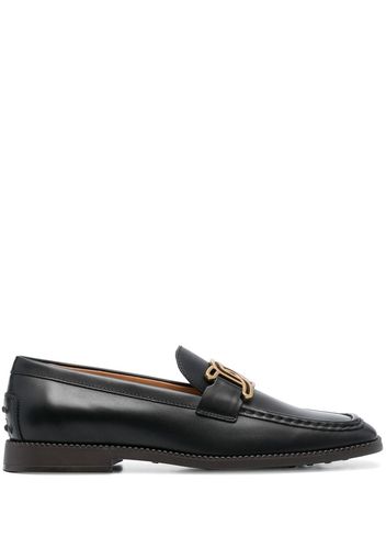 Tod's logo-plaque leather loafers - Black