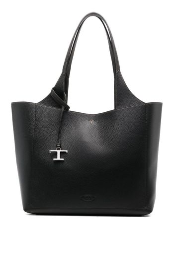 Tod's logo-pendant leather tote bag - Black