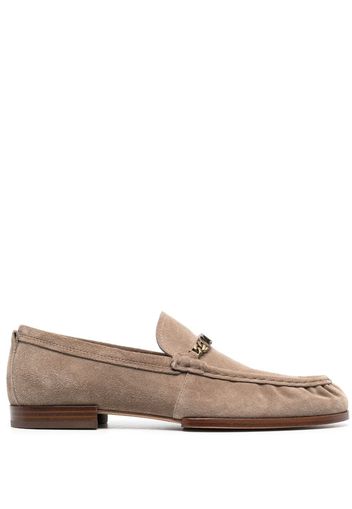 Tod's logo-plaque suede loafers - Brown