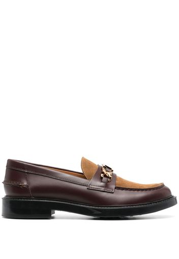 Tod's logo-plaque panelled loafers - Brown