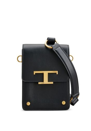 Tod's logo-plaque leather crossbody bag - Black