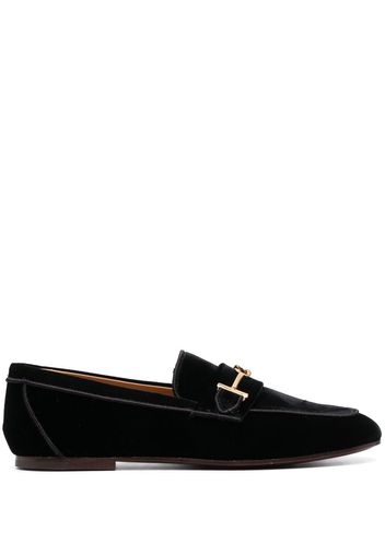 Tod's logo-detail velvet loafers - Black