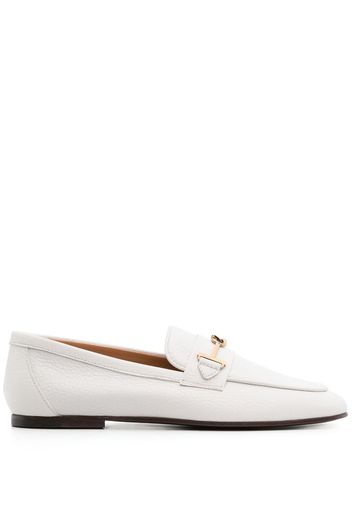 Tod's logo-plaque leather loafers - White