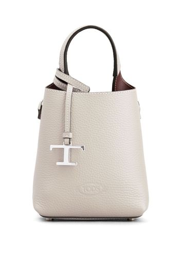 Tod's mini logo-pendant leather bag - Neutrals