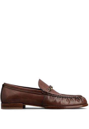 Tod's logo-plaque leather loafers - Brown