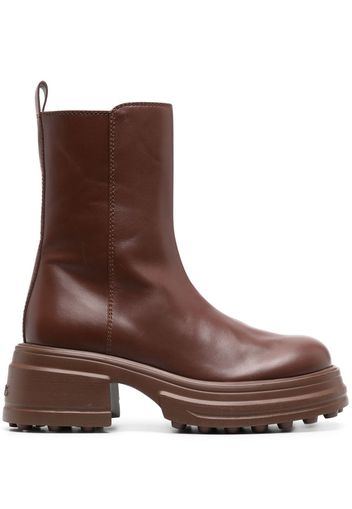 Tod's zip-up leather boots - Brown