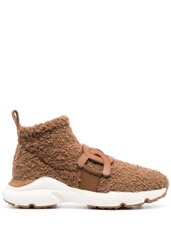 Tod's shearling logo-plaque trainers - Brown