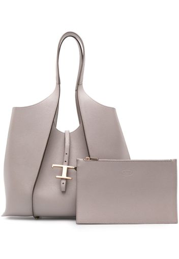 Tod's logo-plaque leather tote bag - Grey