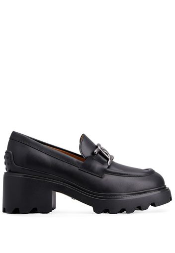 Tod's logo-buckle leather loafers - Black