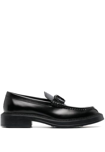 Tod's logo-plaque leather loafers - Black