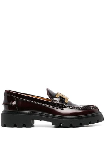 Tod's logo-plaque leather loafers - Red