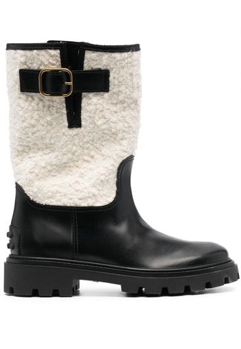 Tod's bouclé -detail leather boots - Black