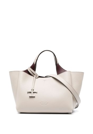 Tod's logo-plaque leather tote bag - Grey