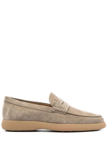 Tod's logo-debossed suede penny loafers - Neutrals