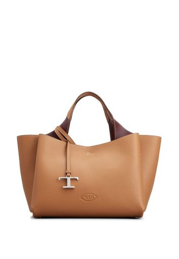 Tod's logo-pendant leather shoulder bag - Brown