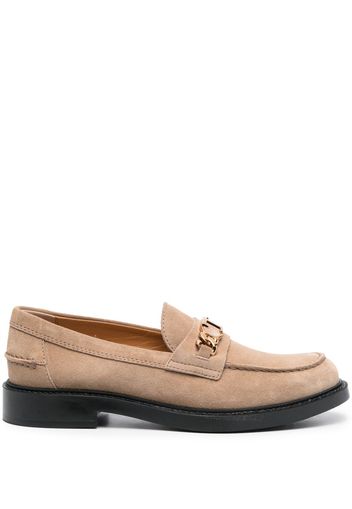 Tod's logo-plaque leather loafers - Neutrals