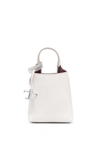 Tod's debossed-logo leather mini bag - White