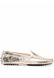 Tod's Gommino crackled-leather loafers - Gold