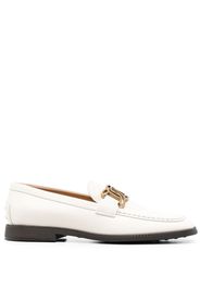 Tod's leather chain-link detail loafers - White