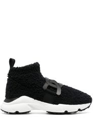 Tod's shearling logo-plaque trainers - Black