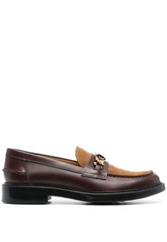 Tod's logo-plaque panelled loafers - Brown