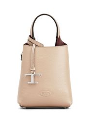 Tod's mini logo-pendant leather bag - Neutrals