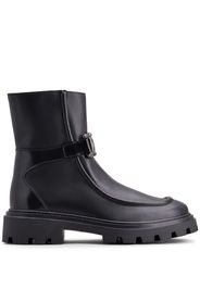 Tod's logo-engraved zipped leather boots - Black