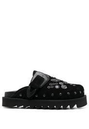 Toga Pulla Sabot metal suede mules - Black