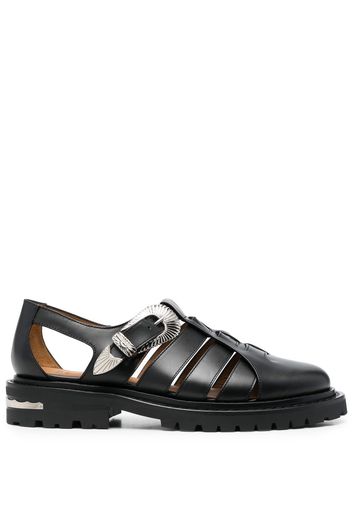 Toga Virilis embossed-buckle detail sandals - Black