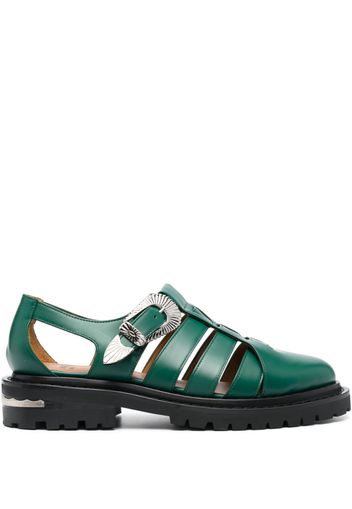 Toga Virilis cut-out leather sandals - Green
