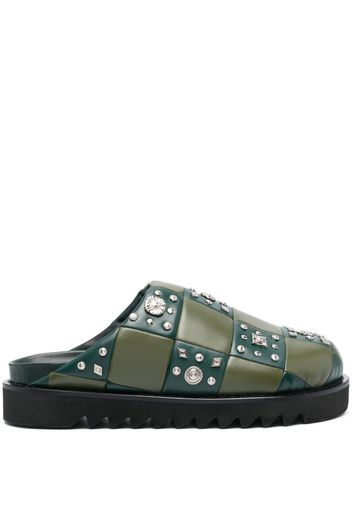 Toga Virilis checkerboard-pattern leather slides - Green