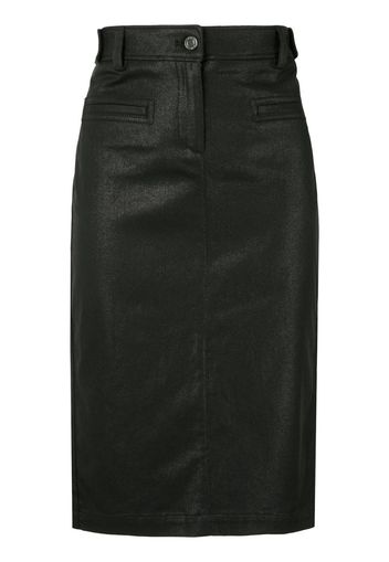 coated biker pencil skirt