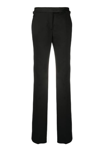 virgin wool tailored trousers with silk detailing