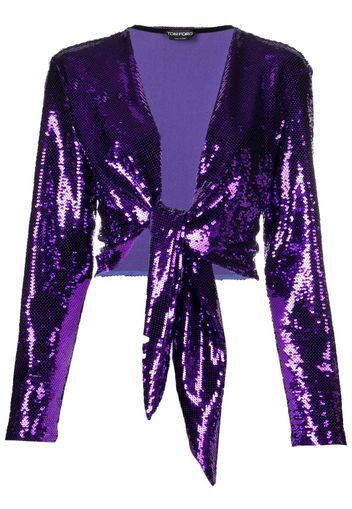 TOM FORD tie-fastening sequinned blouse - Purple