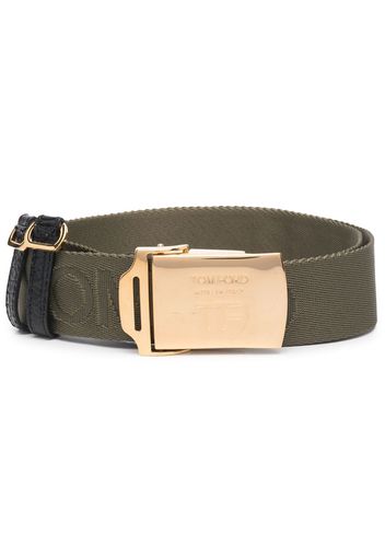 TOM FORD debossed-logo buckle belt - Grey