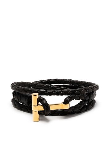 TOM FORD T-charm woven wrap bracelet - Brown