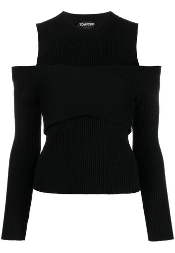 TOM FORD cold-shoulder wool jumper - Black