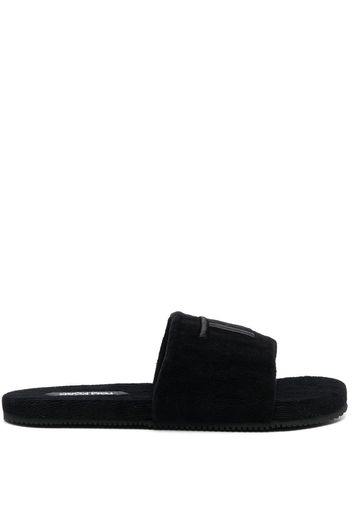 TOM FORD logo-embroidered velvet-effect mules - Black