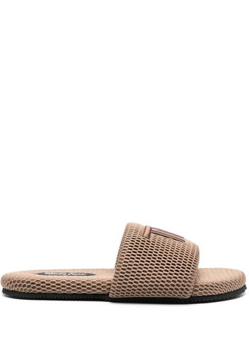 TOM FORD Harrison logo-embroidered mesh slides - Brown