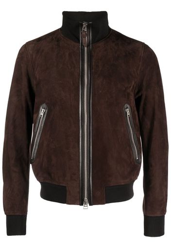 TOM FORD zip-up suede bomber jacket - Brown