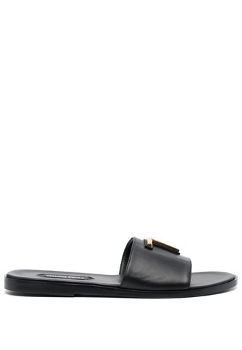 TOM FORD logo-plaque leather slides - Black