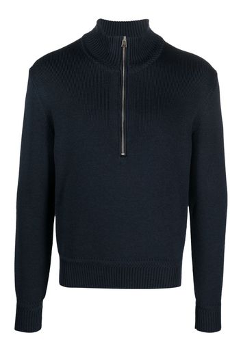 TOM FORD half-zip wool-silk jumper - Blue